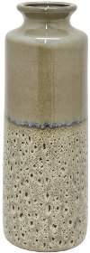 16 Inch Gray and Cream Ceramic Vase