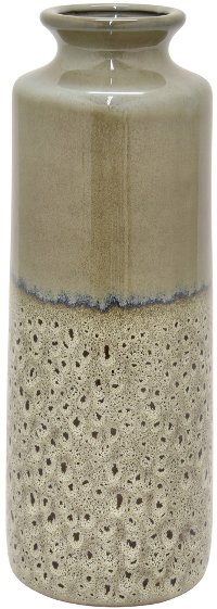 16 Inch Gray and Cream Ceramic Vase