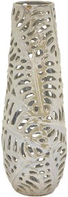 Clearance 22 Inch Gray and Cream Ceramic Vase