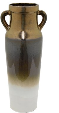 29 Inch Copper and Bronze Ceramic Vase with Handles