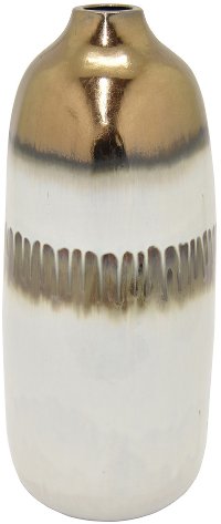 19 Inch Copper and Cream Ceramic Vase