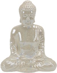 18 Inch Cream Iridescent Ceramic Buddha