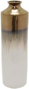 19 Inch Cream and Bronze Ceramic Vase
