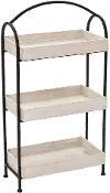 White Wash Wood and Metal Stand with Three Shelves