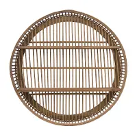 23 Inch Round Wooden Wall Shelf