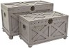28 Inch Gray Wood Storage Trunk