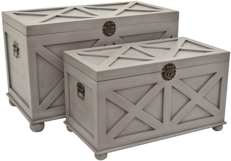 28 Inch Gray Wood Storage Trunk Rc Willey, Wooden Storage Chests And Trunks