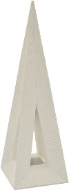 13 Inch White Pyramid Sculpture Tabletop Decoration