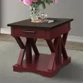 Amy Red Cranberry End Table with Drawer