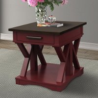 Country Red Cranberry End Table with Drawer
