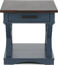 Amy Denim Blue End Table with Drawer