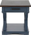 Country Denim Blue End Table with Drawer