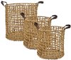 12 Inch Tan Water Hyacinth Basket with Handles