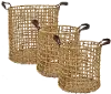 12 Inch Tan Water Hyacinth Basket with Handles
