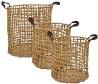 12 Inch Tan Water Hyacinth Basket with Handles