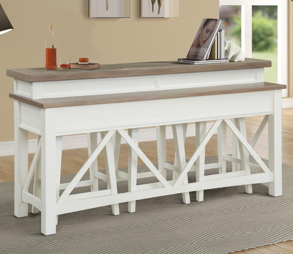 Cotton White Country Bar Table with 3 Stools-3