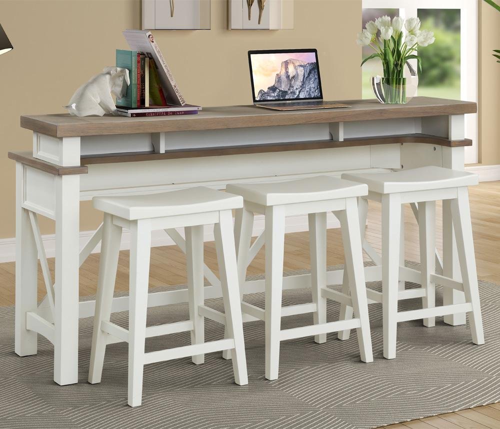 Cotton White Country Bar Table with 3 Stools-4