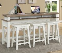 Cotton White Country Bar Table with 3 Stools-4