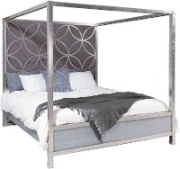 Modern Silver and Gray King Canopy Bed - Modern Eclectic