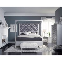 Modern Silver and Gray King Canopy Bed - Modern Eclectic-3