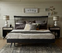 Distressed Gray King Shaker Platform Bed - Modern Eclectic