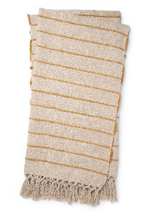 T1039 MH NATURAL GOLD Magnolia Home Furniture Natural and Gold Striped Throw Blanket