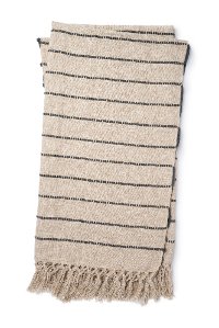 T1039 MH NATURAL CHARCOAL Magnolia Home Furniture Natural and Charcoal Striped Throw Blanket