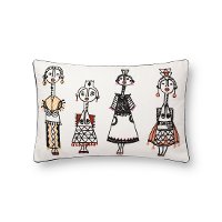 White and Multi Color Cotton Throw Pillow