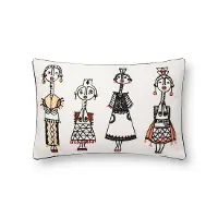 P0784 White and Multi Color Cotton Throw Pillow