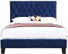 Navy Blue Queen Upholstered Bed - Amelia
