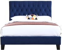 Navy Blue King Upholstered Bed - Amelia