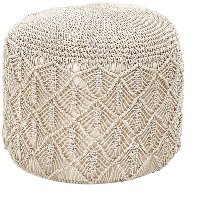 Natural Hand Woven Cotton Macrame Pouf