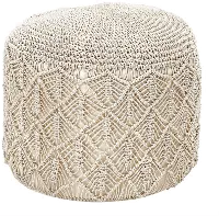 Natural Hand Woven Cotton Macrame Pouf