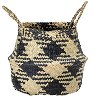Black and Natural Seagrass Basket with Handles