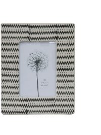 Cream and Black Patterned Stoneware Picture Frame