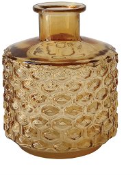 9 Inch Brown Embossed Glass Vase