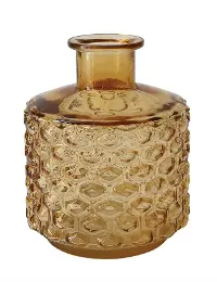 9 Inch Brown Embossed Glass Vase