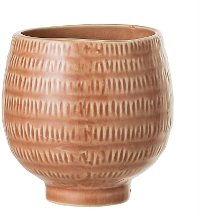 Orange Textured Stoneware Flower Pot
