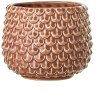 Orange Stoneware Flower Pot with Fish Scale Pattern