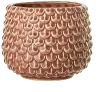 Orange Stoneware Flower Pot with Fish Scale Pattern