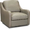 Contemporary Gray Leather Swivel Chair - Greyling