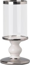 9 Inch Cream and Silver Candle Holder