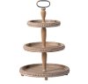 Brown Wood and White Wash 3-Tier Round Tray