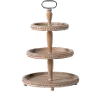 Brown Wood and White Wash 3-Tier Round Tray