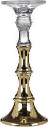 11 Inch Clear and Gold Candle Holder
