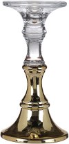 9 Inch Clear and Gold Candle Holder