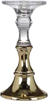 9 Inch Clear and Gold Candle Holder