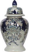 16 Inch Blue and White Floral Urn
