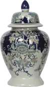 16 Inch Blue and White Floral Urn