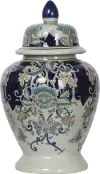 16 Inch Blue and White Floral Urn